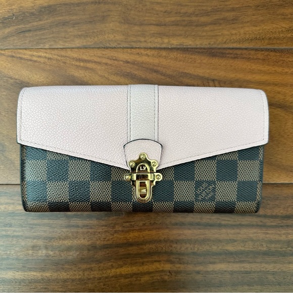 Vintage Authentic Louis Vuitton Damier Ebene Magnolia Rose Pink Clapton Wallet - Picture 3 of 17